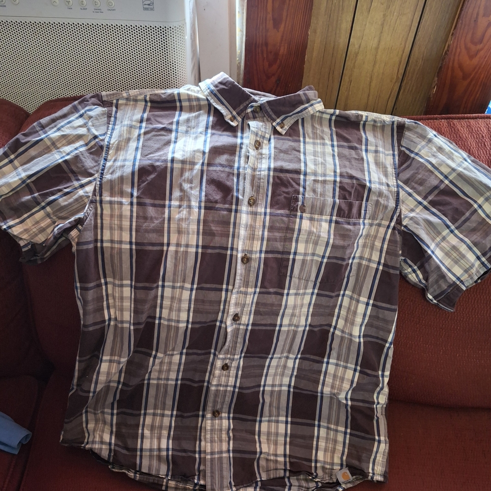 Carhartt Brown Plaid Casual Button Down Shirt
